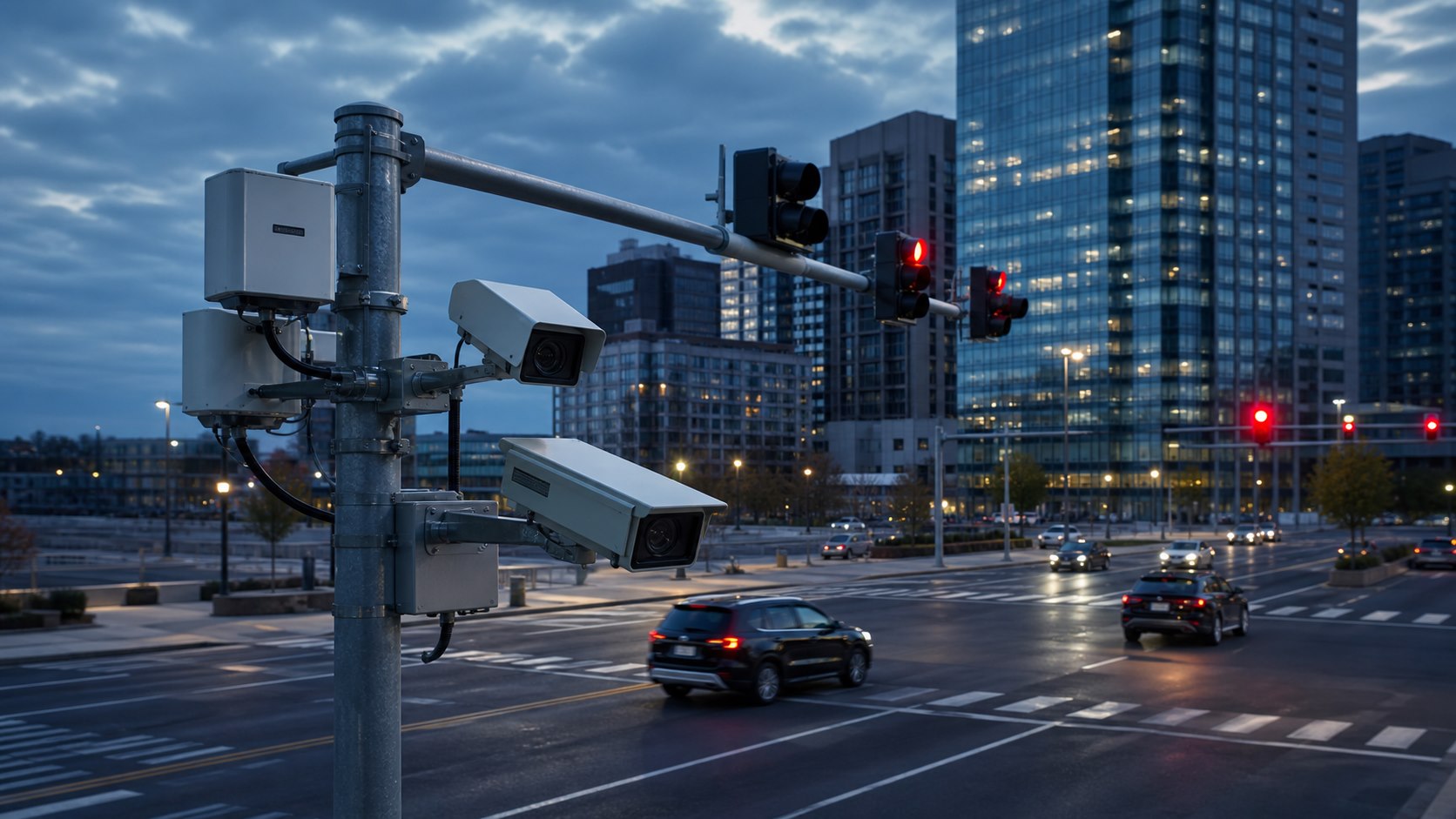 RSRLS (Road Side RedLight System) enforcement at a red light intersection
